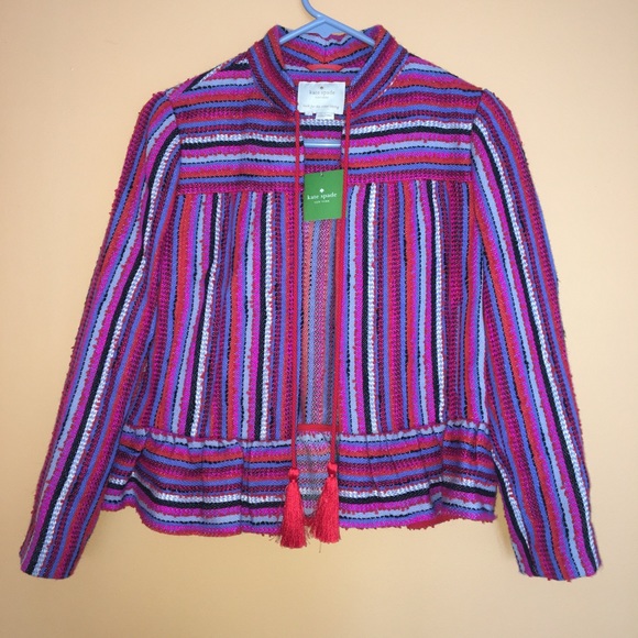 Kate Spade Multicolor Tweed Peplum Jacket